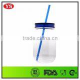 AS Plastic Type 25 oz Single Wall Plastic Mason Jar Cup With Straw and Lid thumbnail-6