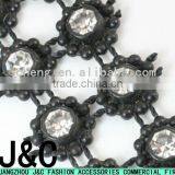 Flower Shaped Plastic Rhinestone Chain Trimming Mesh
