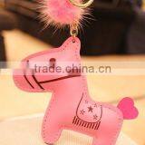 Wholesale 2014 Fashion New Design Cheap Colorful Animal Horse Leather Keychains in Bulk