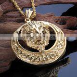 2015 New Design High Polish Animal Head Gold Coin Pendant thumbnail-5