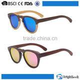 Round Colored Ebony/red Sandal Nature Bamboo Metal Hinge Wood Sunglasses