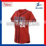 Customized Logo Plain Red Women Softball Uniform thumbnail-1