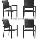 Four Bella Outdoor Stackable Dining Wicker Chairs in Espresso thumbnail-2