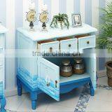 Mediterranean Style Storage Cabinet, Sailing Boat Handpainting Living Room Cabinet, Pastoral Solid Wood Cabinet (BF01-X1149) thumbnail-3