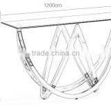 Special Shape Tempered Glass Top Console Table Set With Stainless Steel Base For Home Use thumbnail-6