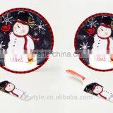 10"/12" Christmas Cake Plate With Server,Porcelain With Decal thumbnail-1