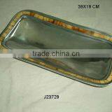 Mirror Polished Cast Aluminium Bowl With Mosaic of Bone in Antique Finish