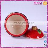 Funny Round Red Ceramic Christmas Cookie Jar thumbnail-5