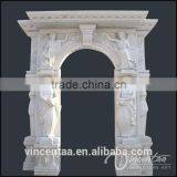 Outdoor Home Decoration Stone Carving Arch Door Marble Frame With Figure Design
