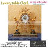 Momoda Luxury Royal Braroque Style Gold Home Decorations Crystal Antique Classic Home Marble Basic Metal Copper Desk Clock thumbnail-1