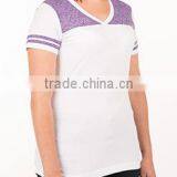 100% Polyester V-neck T-shirt Wholesale Custom Made in China Fashion Apparel District Juniors Varsity Bulk V-Neck T-shirt thumbnail-2