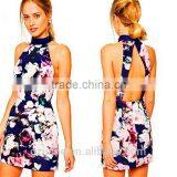 Hot Sale Summer Bohemian Sexy Bandage Dress Plus Size Womens Summer Dresses Knee-length Casual Backless Print Flower Dress