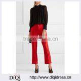 Wholesale Women Apparel Red-color Matte-satin Pressed Pleats Soft Fitting Pants(DQE0390P) thumbnail-1