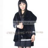CX-B-M-46D Best Selling Wholesale Knit Mink Fur Lady's Latest Design Shawl thumbnail-5