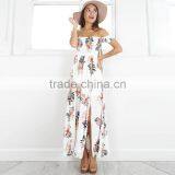 Maxnegio off Shoulder Backless Bohemian Girls Smoking High Slit Dress thumbnail-3