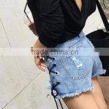 Runwaylover 4896 Europe Style New Design Tie Denim Summer Short thumbnail-2
