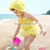 Girls Three Pieces Bikini Children Bathing Suit Kids Baby Swimwear Lace Petal Swimsuit Halter With Hat Princess Style thumbnail-2