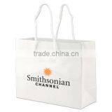 White Gloss Laminated Eurotote Shopping Bag - Features Cardboard Bottom, Dimensions Are 9" x 3.5" x 7" and Comes With Your Logo. thumbnail-1