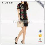 Short Sleeve Summer Women Black Embroidery Dress Design thumbnail-2