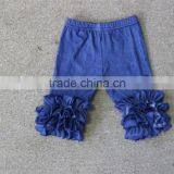 Hot Sale Kids Girl Denim Ruffle Icing Capris Boutique Baby Children Girl Leggings Capri thumbnail-1