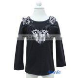 Girls Damask Heart Black Long Sleeves Top 1-7Y thumbnail-1