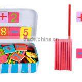 New Magnetic Wooden Count Rods Arithmetic Learning Puzzle Box With Clock Time Cognition Educational Toys for Kids thumbnail-5