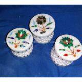 Collectible Marble Inlay Vase From India Jali Marble Jewellery Box