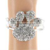 Silvertone/Crystal Accents/2" Paw Print * 0.5" Band/Magnetic Closure/Lead Safe/Cuff Bracelet/ Bangle thumbnail-3