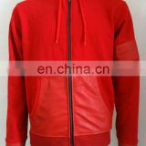 Hoodies Made of Red Cotton Full Zipper And Kangaroo Pockets