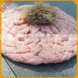 Dyed Colourful Genuine Rabbit Fur Pompom Beanie Hat thumbnail-3