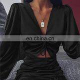 Wholesale Fashion Summer Sexy Front Crimp Knot New Women's Backless Party Club Dresses thumbnail-2