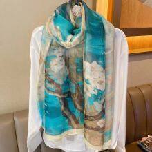 Prevent Bask Scarves Moire Sunscreen Silk Paintings Scarf Flowers Beach Scaves High Quality thumbnail-3