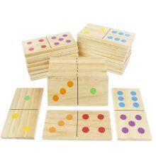 Wooden Domino 28-Piece Set with Bag Natural Colored Numbers Kids Adults Outdoor Garden Games