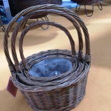 Hot selling willow baskets for garden grey painted color with handle for sale
