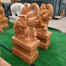 Stone Carving Elephant Sunset Red Stone Carving Elephant Door Decoration Stone Carving Animal Manufacturer