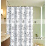 Interesting Drawing Family printed 100% polyester shower curtain for hotel, family, waterproof bath curtain