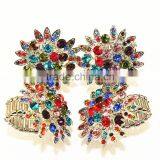 Multi Crystal Stone Elastic Girl Jewelry Flower Shaped Ring thumbnail-4