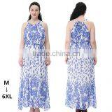 F10131A 2016 Newest summer round collar sleeveless plus size Bohemia dress for women sleeveless chiffon dress