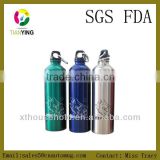 750ML BPA free portable metal Aluminum sport drink water bottles with carabiner
