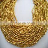 NATURAL GOLDEN PYRITE 3-4MM ROUNDEL FACETED LOOSE BEADS STRAND thumbnail-1