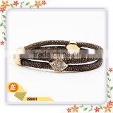 Luxury Genuine Stingray Skin Leather Bangle With Crystal Charm thumbnail-4