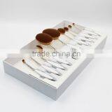 Oval Mirror Makeup Brush Set, Cosmetic Toothbrush Set With Case thumbnail-2