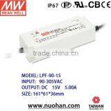 Mean Well LPF-90-15 90w 15v Led Driver With PFC 90w Power Supply 90w 15v Led Driver