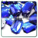 25x18mm Blue Sapphire Octagon Flat Back Sew On Gems For Craft