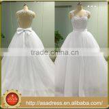 ASAJ-08 Real Pictures Sequins Appliques Sweetheart Ball Gown Backless Wedding Dresses With Bow Knot