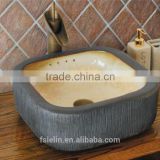 Handpainted ceramic art basin colorful countertop round sink porcelain flower edge bowl vanity top GD-F29