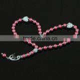 Latest Design 8mm Red Beads Necklace With Rhinestone and 4mm Small Bead Tassel Girl Necklace thumbnail-2