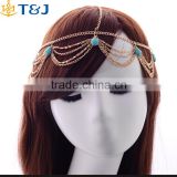 2016 YIWU T&J high quality fashion cheap hair accessories lovely European style tassel women hair chains/