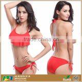 Women's Sexy Halter Ruffles Top Strings Bottom Bikini Sets Swimsuits thumbnail-2