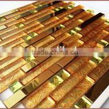 Stainless Steel Mix Gold Foil Glass Mosaic Backsplash Tile